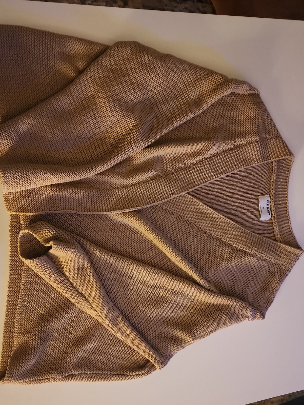 Old Navy Tan Knit V-Neck Sweater Vest